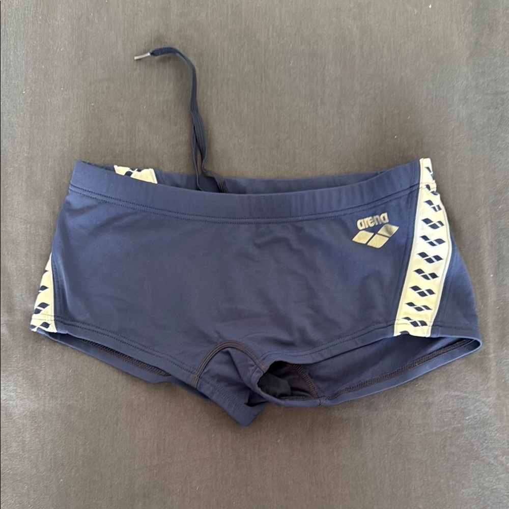 Arena Men’s Navy Swim Shorts with White Accents